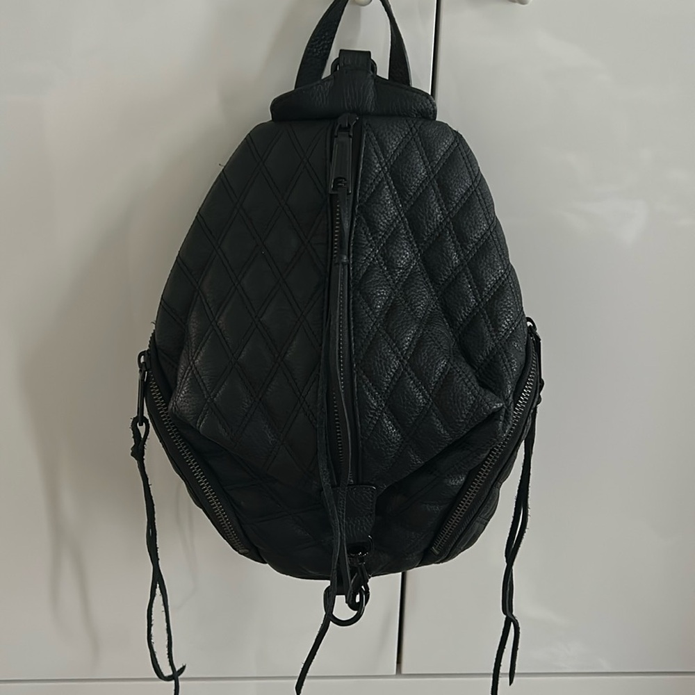 Rebecca Minkoff Medium Julian Black Pebble Leather Backpack with Black Hardware